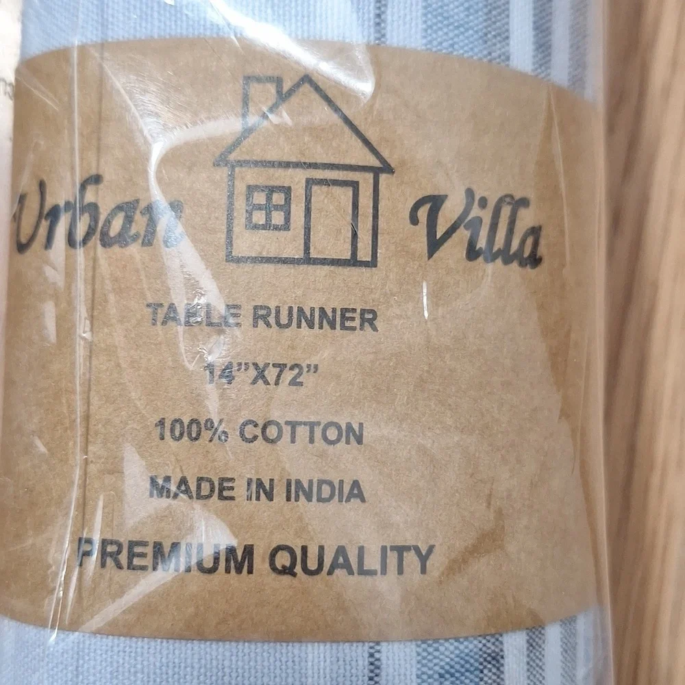 Urban Villa Blue and White Plaid Table Runner 14x72 Cotton